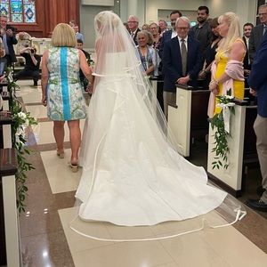 Handmade Wedding Veil with Blusher - Soft Tulle with Silk Satin Trim